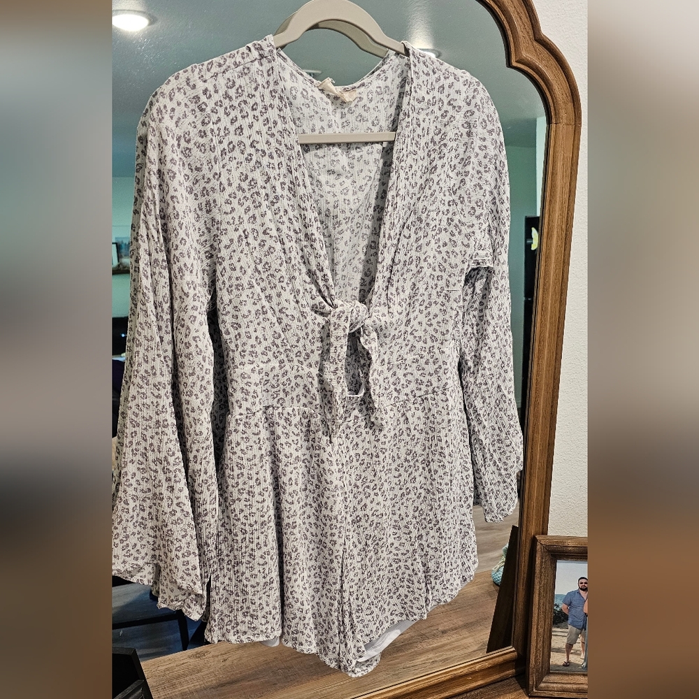 Altar'd State Large Leopard Romper white/gray